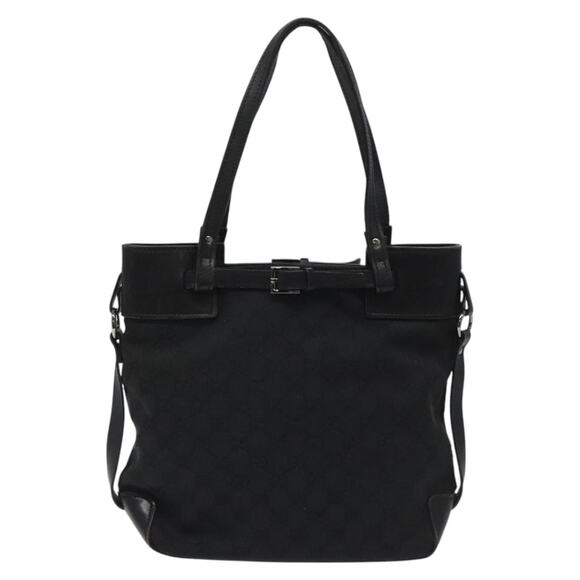 GUCCI GG Canvas Tote Bag Black Silver - Picture 2 of 16